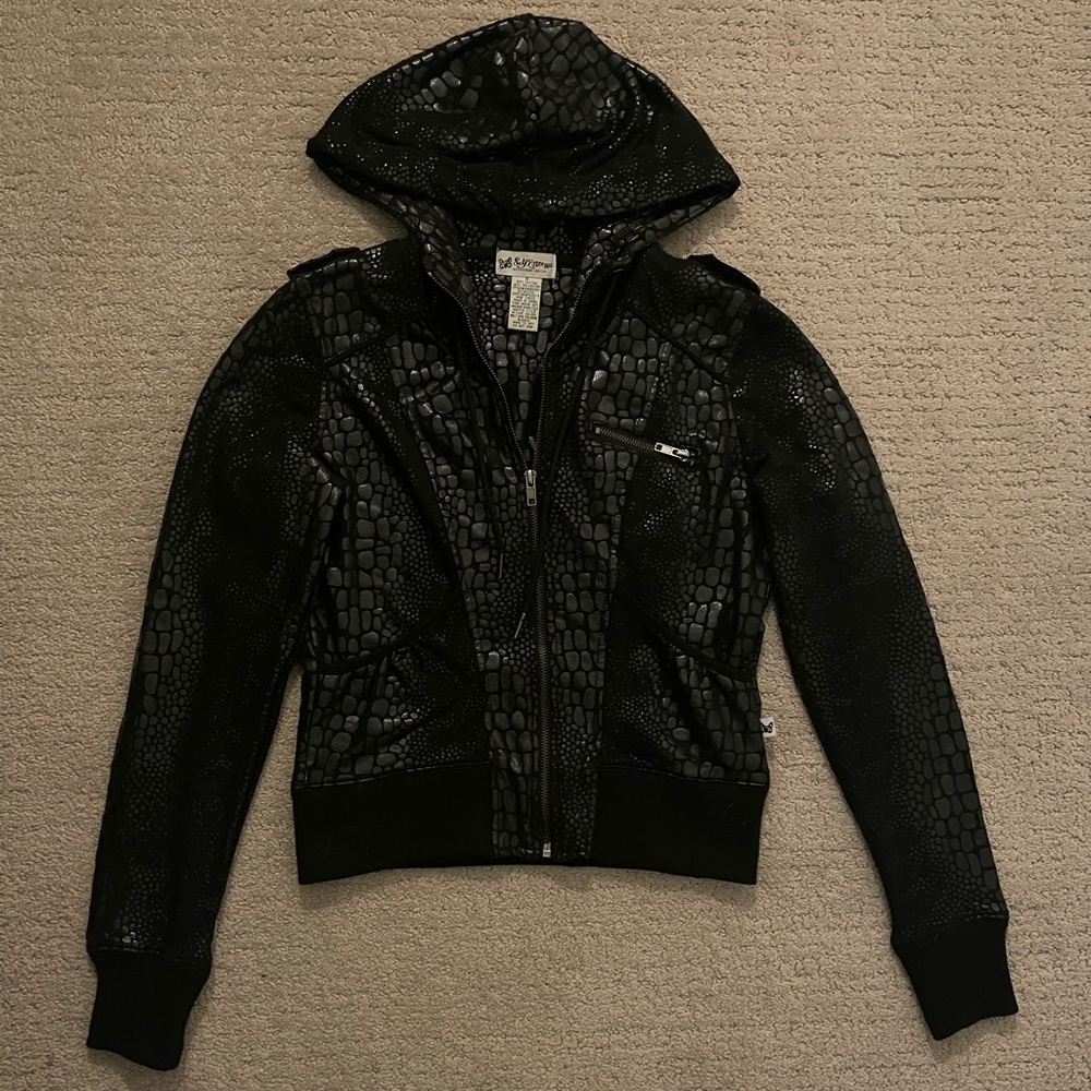 Black Shiny Zip Up - Picture 2 of 8